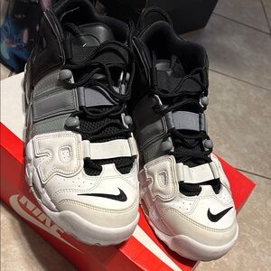 Nike uptempo 96 Black, Gray, and White Sneakers